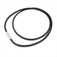 1/1.5/2/3mm Black Leather Necklace Cord Wax Rope Chain Stainless Steel Connector Buckle Clasp for Men Women DIY Necklace Making