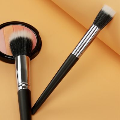 Wooden Handle Makeup Brush Double Layer Bionic Nylon Soft Fiber Hair Flat Head Stipple Brush for Girl Cosmetic Beauty Tool Makeup Brushes Sets