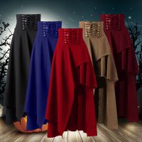 【CC】✤┅✥  Steampunk Bandags Skirts Gothic Clothing Color Up Waist Irregular Skirt Fashion