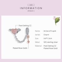 BAMOER Arrow of Cupid Heart Charms Fit celet DIY 925 Sterling Silver SCC1208