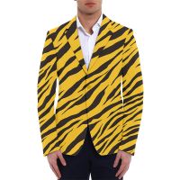 ZZOOI Tiger Stripes Blazers Mens Suit Vintage Printed Animal Oversized Male Jacket Homme Clothes Custom Dropshipping Office Suits 5XL