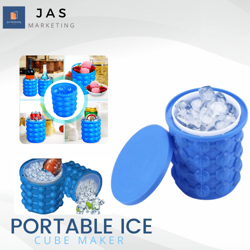 Ice Cube Tray, Silicone Ice Bucket with Lid, BPA Free, 2 in 1 Portable Ice  Cube Maker, Ice Cube Mold Genie for Frozen Whiskey, Cocktail, Beverages,  Blue 