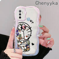 เคส Chenyyyka สำหรับ OPPO A53 2020 4G A53s 4G เคส A11s A32 2020 A33ดอกไม้ที่สวยงามซิลิโคนหนาโดราเอมอนเคสโทรศัพท์โปร่งใสป้องกันการตกที่มีสีสันคลื่นขอบเนื้อครีมเคสนิ่มป้องกันเคสใส