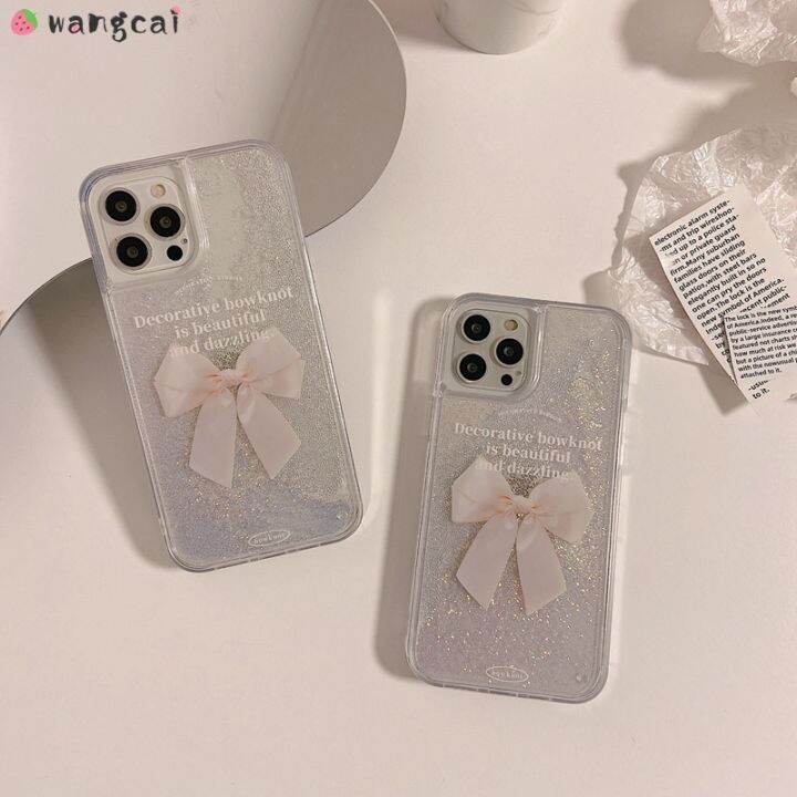 เคสโทรศัพท์มือถือ-แบบใส-ประดับโบว์กลิตเตอร์-สีเงิน-สีขาว-สําหรับ-iphone-13-12-11-pro-max-xs-max-xr-x