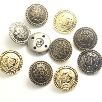 10PCS Retro Metal Golden Button for Clothing Anchor Brand Buttons Gold Jeans Sewing Accessories 18mm 20mm 23mm 25mm 30mm