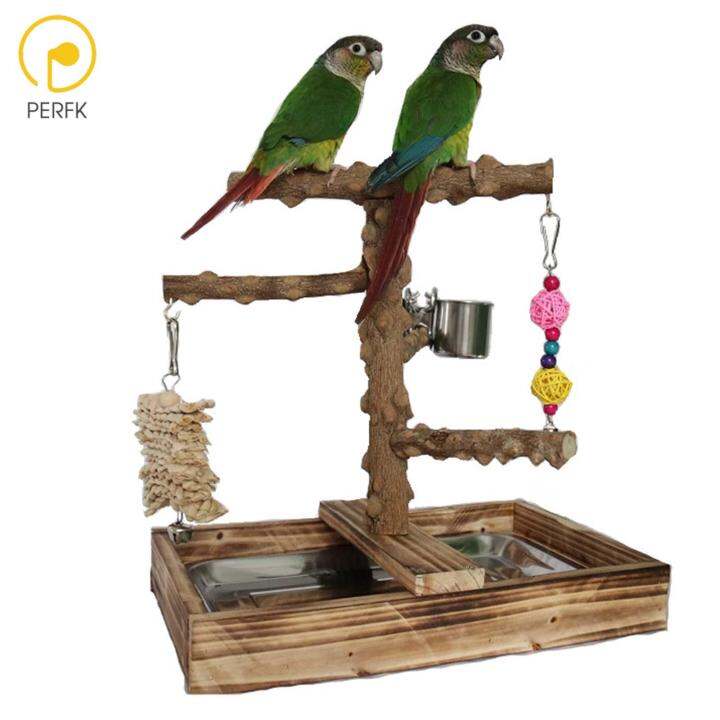 Perfk Bird Playground Wood Perches Parrot Playstand for Macaw Canaries Budgies Lazada