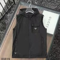 HOT ●8-18❈ PRADA Europe Station Casual เสื้อแขนกุดเสื้อแจ็คเก็ตฤดูใบไม้ผลิฤดูร้อน Hooded Horse Jacket Tide