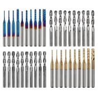 10/40pcs End Mill แกะสลัก Bits Set 3.175mm Shank CNC Router Bits Ball Nose PCB Milling Cutter Carbide Milling เครื่องมือ