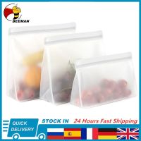 BEEMAN Reusable Freezer Bag Silicone Food Storage Bag PEVA Stand Up Ziplock Bag Leakproof Zero Waste Kitchen Organizer BPA Free