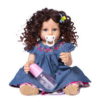 NPK 55CM Toddler doll original full body soft silicone flexible real soft touch reborn baby pincess curly hair fashion girl