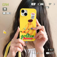 เคสโทรศัพท์สีเหลืองฉลากกล้วยตลกกันน้ำใช้ได้กับ IPhone14 13 12 11 Pro Max XS TPU นุ่มกันกระแทกเรียบฝาหลัง