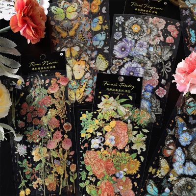 MOHAMM 3 Sheets Assorted Color PET Flower Stickers for Decoration Decals Diary Notebook Handcraft DIY Lovers Stickers Labels