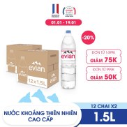 Combo 2 thùng 12 chai nước khoáng thiên nhiên Evian 1.5L 1.5L x 12