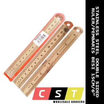 Standard Stainless Steel Metal Long Ruler with CM & Inch (15cm/ 6 inch,  30cm/12 inch