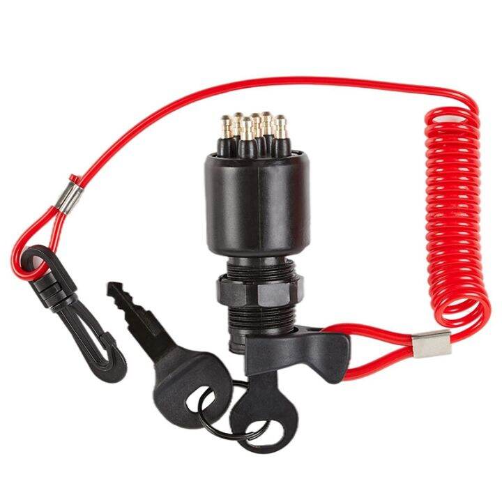 Ignition Switch Key Safety Lanyard Lock Assembly for OMC BRP 1996 Up