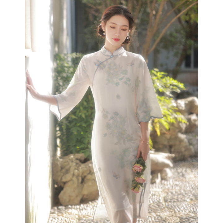 ปรับปรุง-cheongsam-2022-zen-เสื้อผ้าเทแขนเสื้อชาศิลปะวิธีโบราณสดและสง่างามพุทธ-zen-ชาเสื้อผ้า-female