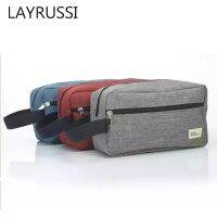 LAYRUSSI กระเป๋าเครื่องสำอางสำหรับเดินทางมีซิปสำหรับผู้ชาย,กระเป๋าห้องน้ำล้างมีซิปแบบลำลองกระเป๋าเก็บของกล่องเก็บอุปกรณ์แต่งหน้าทึบ