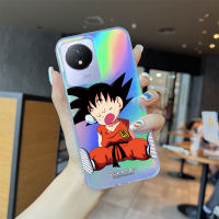 Mop Mall สำหรับ VIVO Y02A อนิเมะดราก้อนบอล Y02T การ์ตูน Sson Goku เลเซอร์สีรุ้งเคสมือถือโปร่งแสงขอบนิ่ม TPU บางพิเศษเคสกันกระแทกสีสันในตัวเคสบัตรเลเซอร์