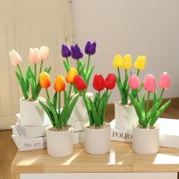 Artificial Tulip Flower Bonsai Ornaments Simulation Fake Potted Bouquet For Home Office Room Desk Decor