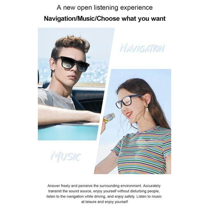 E10 Smart Glasses Bone Conduction Headphones Replaceable Prescription