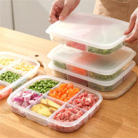 Hourser 3Pcs 4/6 Grids Sealed Food Storage Box Vegetable Meat Dispenser Organizer Refrigerator Fresh-keeping Box