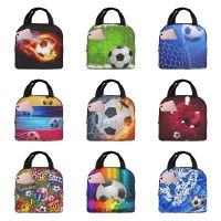 卍◘ Soccer Soccer Ball Flames Thermal Insulated Lunch Bag Men Football Sport Portable Lunch Tote for School Travel Storage Food Box