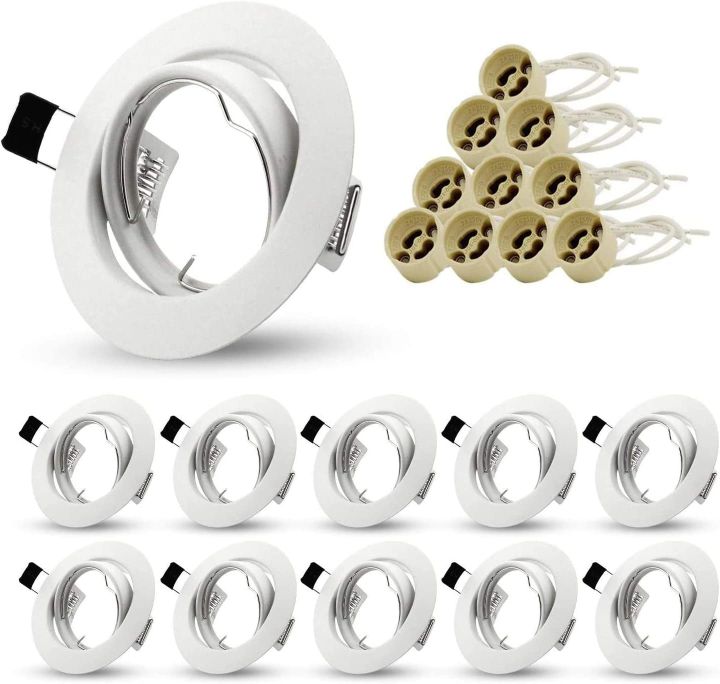 Gu10 Mr16 LED Ceiling Downlights Frame Recessed Rotatable Lamps Holder  Double LED Socket Base Spot Bracket Fitting