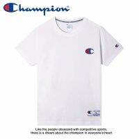 Champion เสื้อยืดแขนลำลองขาสั้นผ้าคอตตอน Big C ปักลาย,เสื้อกีฬาทรงหลวมสำหรับคู่รักใส่ได้ทั้งผู้ชายและผู้หญิงในฤดูร้อน