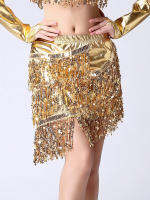 KKSequin Fringe กระโปรงเทศกาลชุดผู้หญิง Sparkly Metallic พู่กระโปรงเอวยางยืดสูงต่ำ Bodycon Mini Club Skirtq11