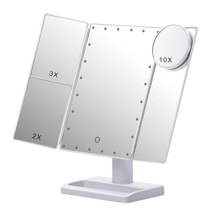 Trifold Makeup Mirror with 22 LED Lights,10X/3X/2X Magnification