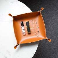 ☜▼◘ Nordic Style Leather Storage Tray Desktop Organizer For Key Jewelry Cosmetic Storage Box Folding Organizer Home Decoration