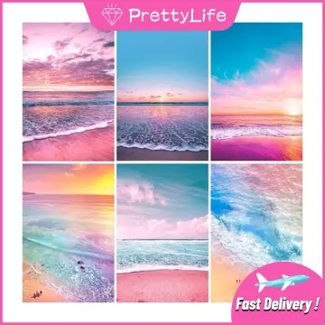 5D Diamond Painting Pink Sky Ocean Kit