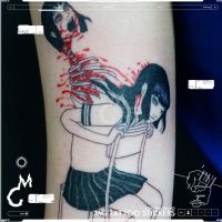 【YF】 9x12cm Japanese Horror Man Ito Junji School Girl Pattern Dark Tattoo Sticker