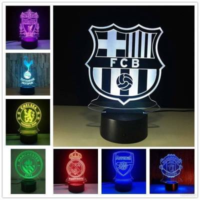 HZ Football Club Night Light Real Madrid FCB Menchester Utd LED Lamp Arsenal Bayern Lamp Lighting Remote Gift for Man ZH(Note: The panel and base must be purchased separately!!)