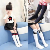 2021 Summer Thin Boys and Girls Breathable All-match Socks Cotton Striped Baby Over The Knee Children Stockings Student Socks