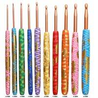 【YF】 New 10 Pcs Rose Gold Color Crochet Hooks Set Aluminum Knitting Needles Polymer Clay Sewing Accessories Gift 2021