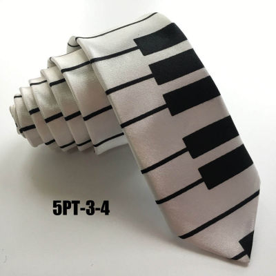 5cm Musical Tie Music Notes Necktie Black with White G-clef Gravata in Middle