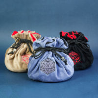 ใหม่ Drawstring Dice Bag Flannelette Double-Layer Storage Bag รอบด้านล่างกระเป๋าใหญ่สำหรับบรรจุของขวัญ RPG Dice Board Game-Aluere