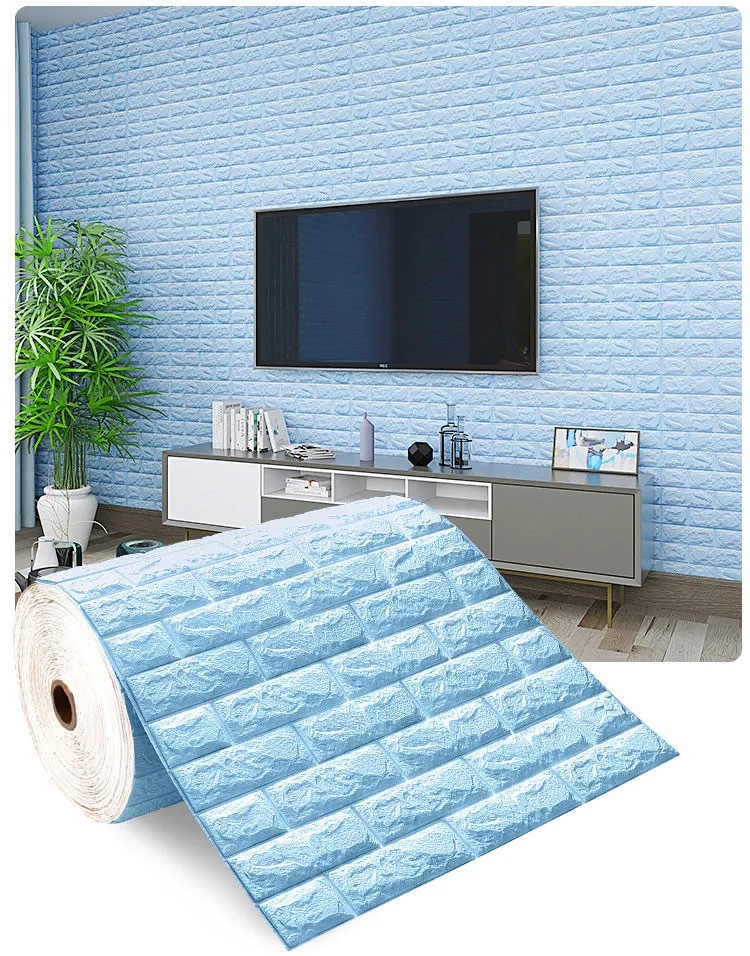 5m/10mx70cm 3D Brick Textured Wall Sticker Foam Wallpaper Waterproof Decal DIY Wall Decor for Living Room Bedroom PE Foam 3D Wallpaper Sticker for Wall