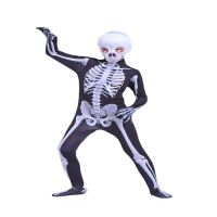 Halloween Costumes for Kids Bodysuit Scary Cosplay Skeleton Print Masquerade Carnival Day of The Dead Zentai Suit