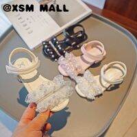 XSM MALL Minimalist Ruffle หญิง Princess Sandles Pearl Bowknot All-Match Soft Sole Anti-Slippery Sandles 3-16ปีเด็กรองเท้า T22N05CC-102