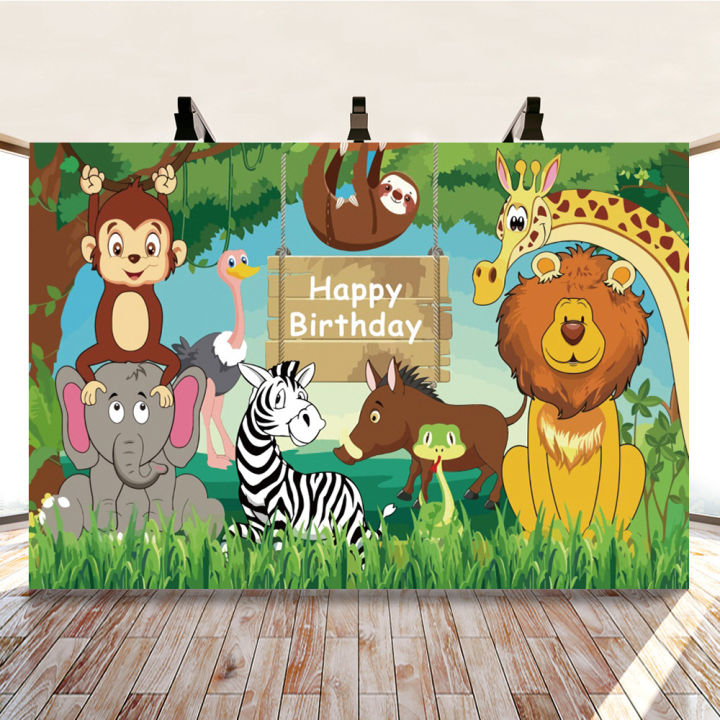 150x100cm Jungle Animal Backdrop For Kids Birthday Party Decorations ...