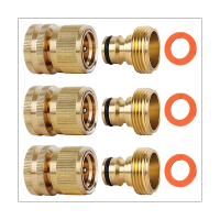 Garden Hose Quick Connectors Solid Brass 3/4 Inch GHT Thread Easy Connect Fittings No-Leak Water Hose Male Female Pack