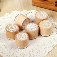 Wooden Round Vintage Floral Pattern Stamp 3x3cm Lace Series Craft DIY Tools