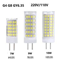 สปอตไลท์คริสตัล LED ทรงข้าวโพด10W 102Led GY6.35 G4หลอดไฟ Chandelier AC 110V 220V 360องศา