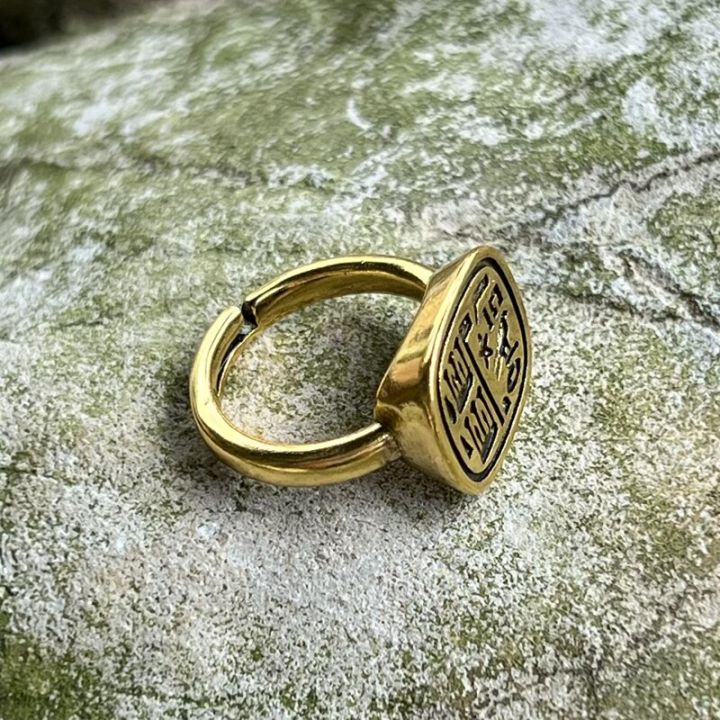 แหวนปรับขนาดได้เหรียญแหวนชุบทอง18-k-ทำด้วยมือโบราณ