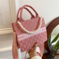 【Lanse store】Large-capacity Tote Bag Women  39;s 2022 New Western Style Print Pearl Accessories Shoulder Trendy Messenger for Women