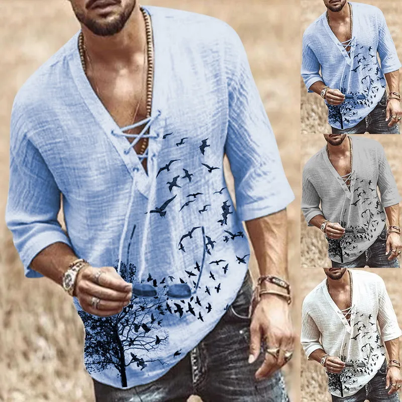 Cyprus Summer Men Long Sleeve Shirts Beach Style Plus Size Fashion