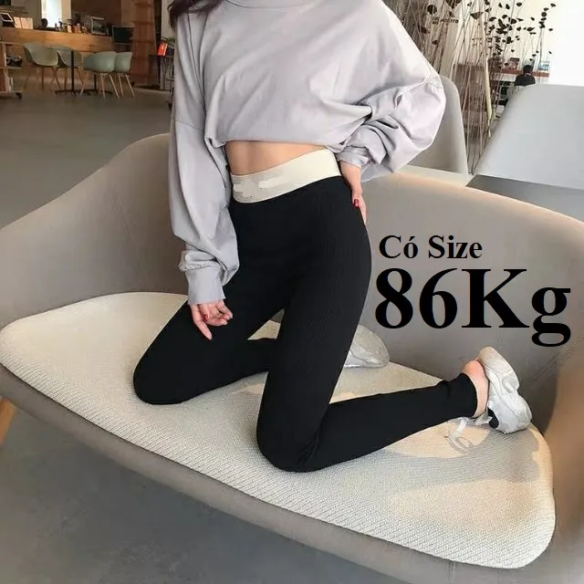 QUẦN LEGGING THUN GÂN TĂM Cạp Chữ, Có Big Size 86KG, quần legging len tăm,  quần legging thun tăm 