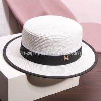 ⊕ Summer together flat-roofed white straw hat ladys hat flat along the homburg M standard hat shading female money sun hat